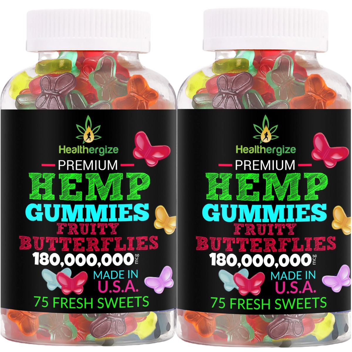 2 Pack Premium Hemp Butterfly Shaped GummiesMade In USA